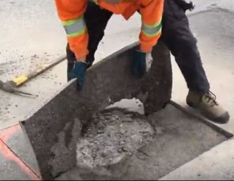 Removing Material from Cutout for Pothole Repair VA Beach Paving Pros VA Beach, VA